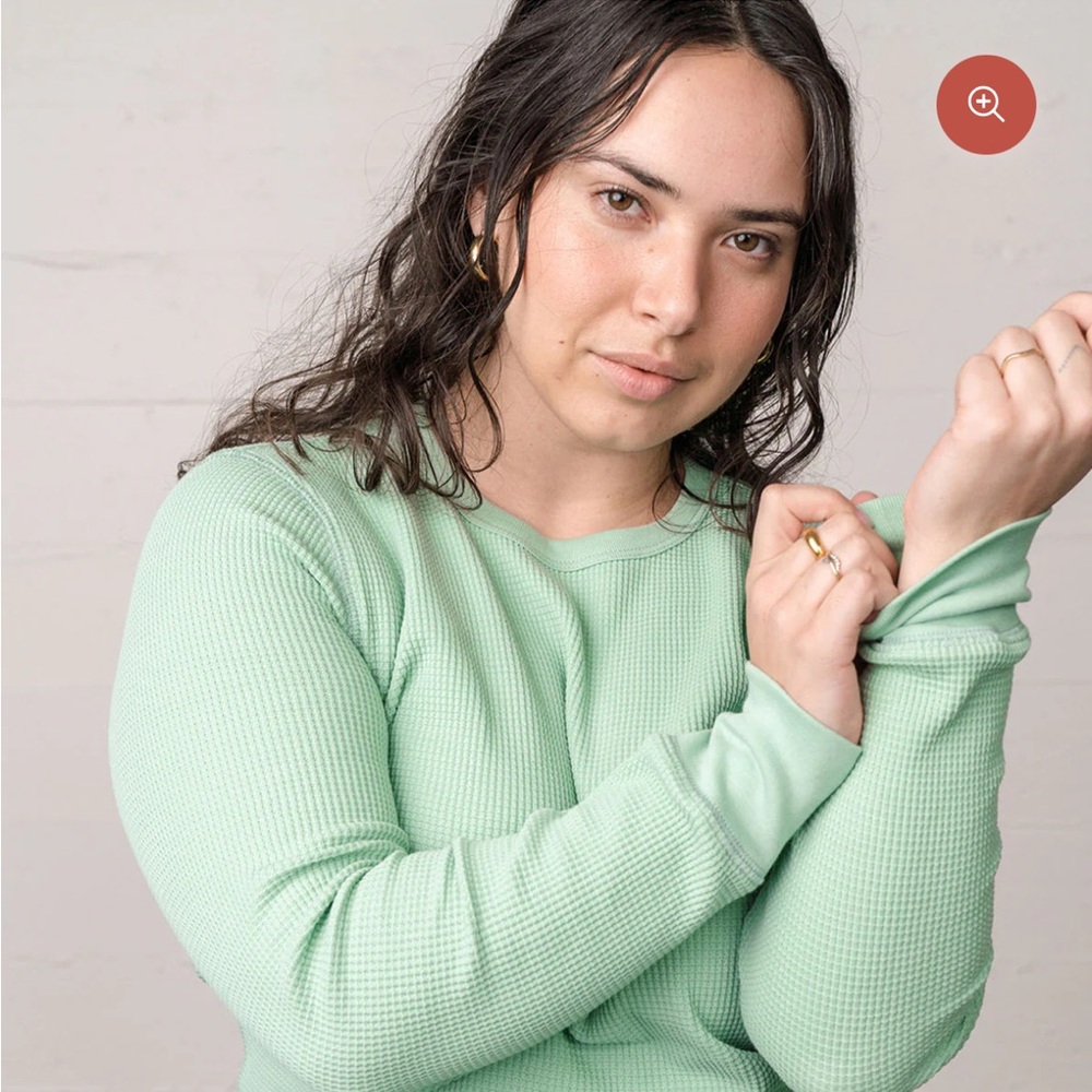 Women's Mint Green Waffle Knit Top